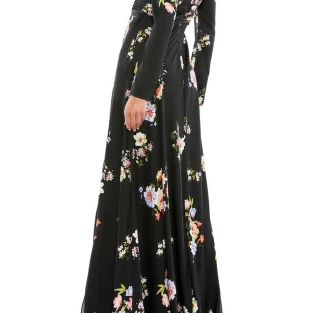 Mac Duggal Black Floral Maxi Dress Size 16 - Picture 4 of 14